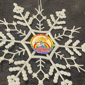 Rainbow Bright White Snowflake Ornament